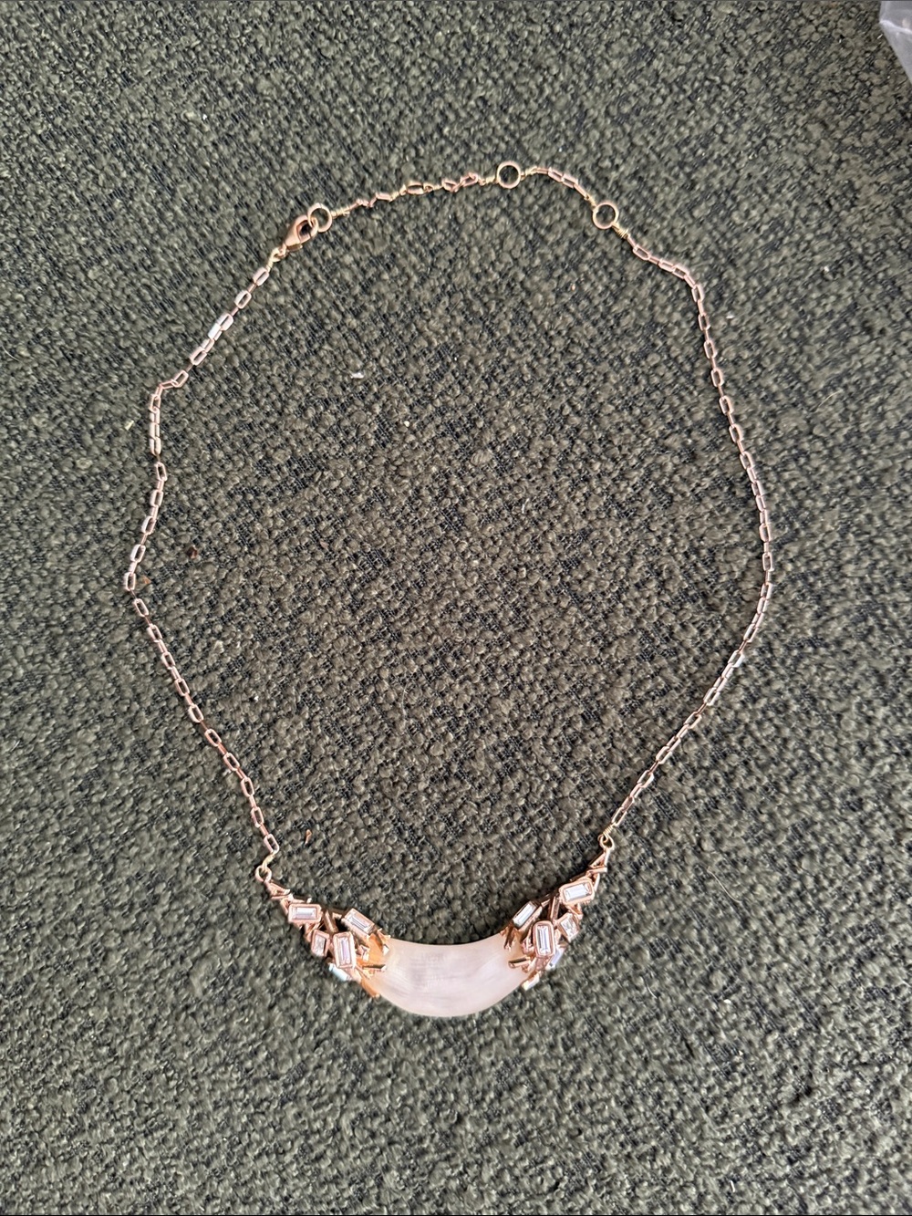 Alexis Bittar Hand-Carved Lucite Crystal Crescent Bib Necklace